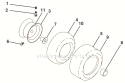 Wheels And Tires Diagram and Parts List for PXT195G42 96046002202 Poulan Lawn Tractor