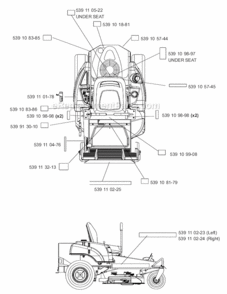 Page J Diagram and Parts List for PZ4822  Poulan Lawn Tractor