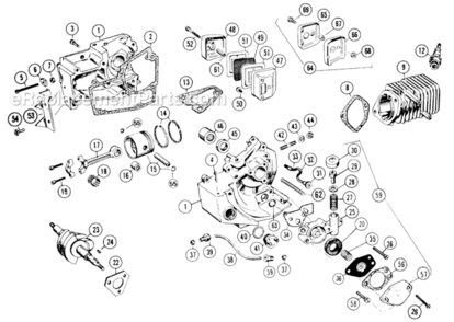 Page C Diagram and Parts List for S25CVA  Poulan Chainsaw