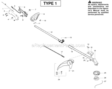 Page B Diagram and Parts List for SM705 Type 1 Poulan Trimmer