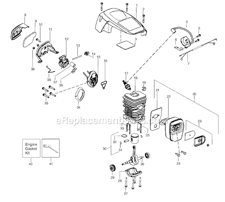 Page B Diagram and Parts List for S1970 Type 2 Poulan Chainsaw