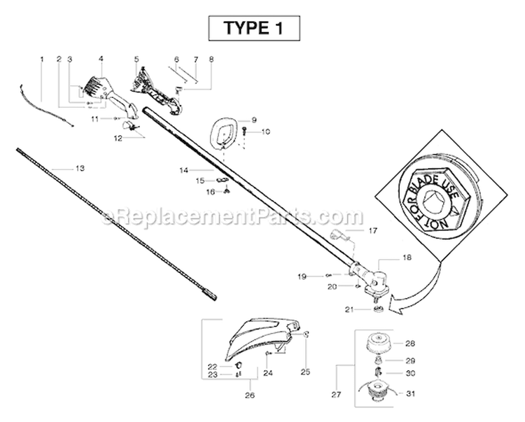 Page B Diagram and Parts List for SM132LE Type 1 Poulan Trimmer