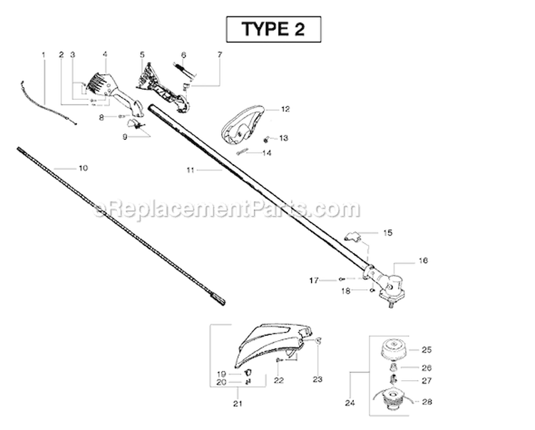 Page B Diagram and Parts List for SM132LE Type 2 Poulan Trimmer
