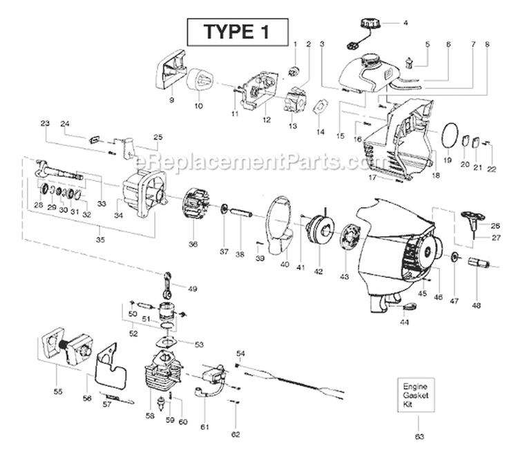 Page A Diagram and Parts List for SM132 Type 1 Poulan Trimmer