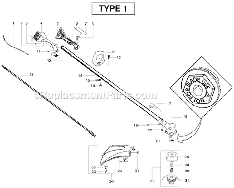 Page B Diagram and Parts List for SM132 Type 1 Poulan Trimmer