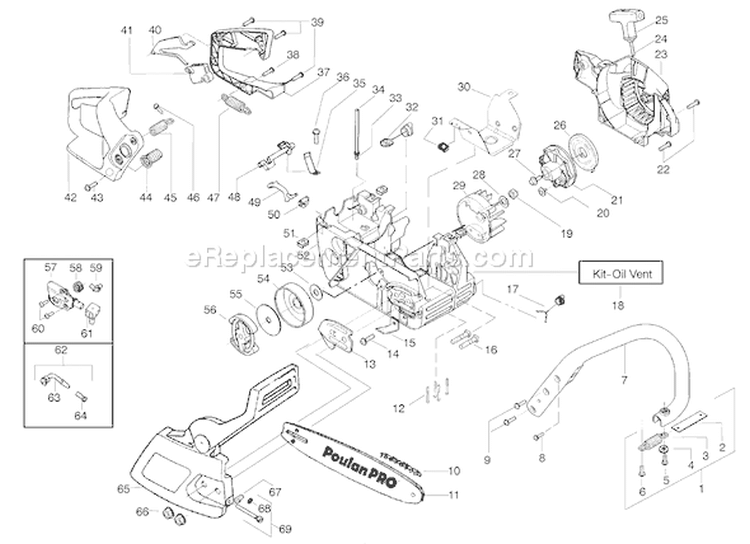 Page A Diagram and Parts List for SM4018  Poulan Chainsaw