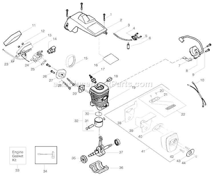 Page B Diagram and Parts List for SM4018  Poulan Chainsaw
