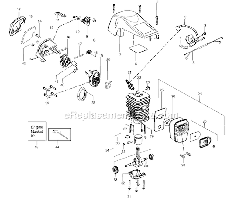 Page B Diagram and Parts List for SM4218AV Type 2 Poulan Chainsaw
