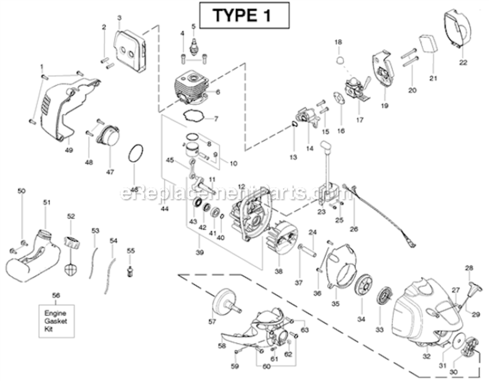 Page A Diagram and Parts List for SM705 Type 1 Poulan Trimmer