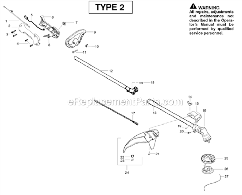 Page B Diagram and Parts List for SM705 Type 2 Poulan Trimmer
