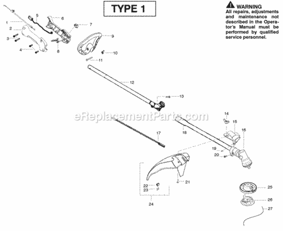 Page B Diagram and Parts List for SM706 Type 1 Poulan Trimmer
