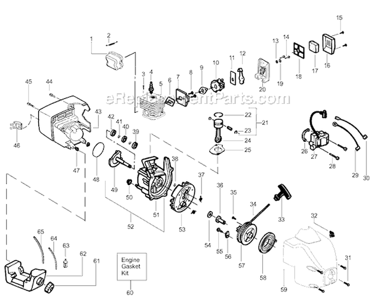 Page B Diagram and Parts List for TE450CXL Type 2 Poulan Trimmer