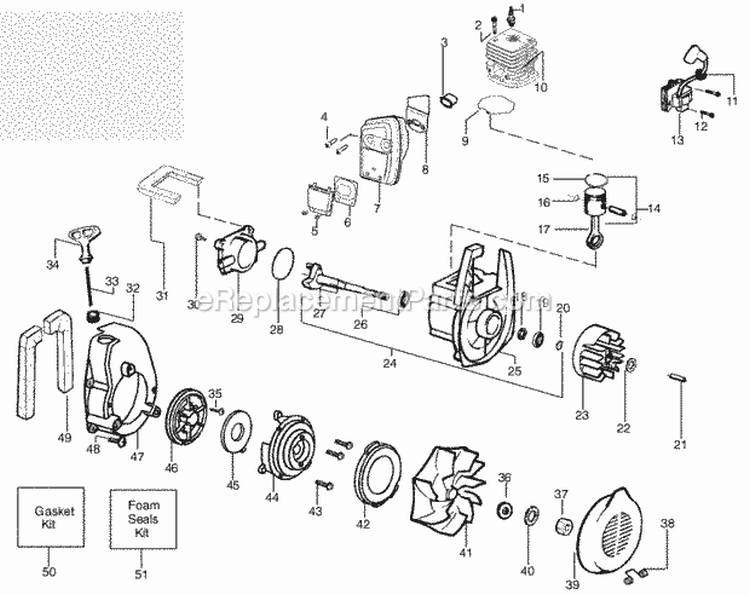 Page B Diagram and Parts List for WT200 Type2 Poulan Leaf Blower / Vacuum