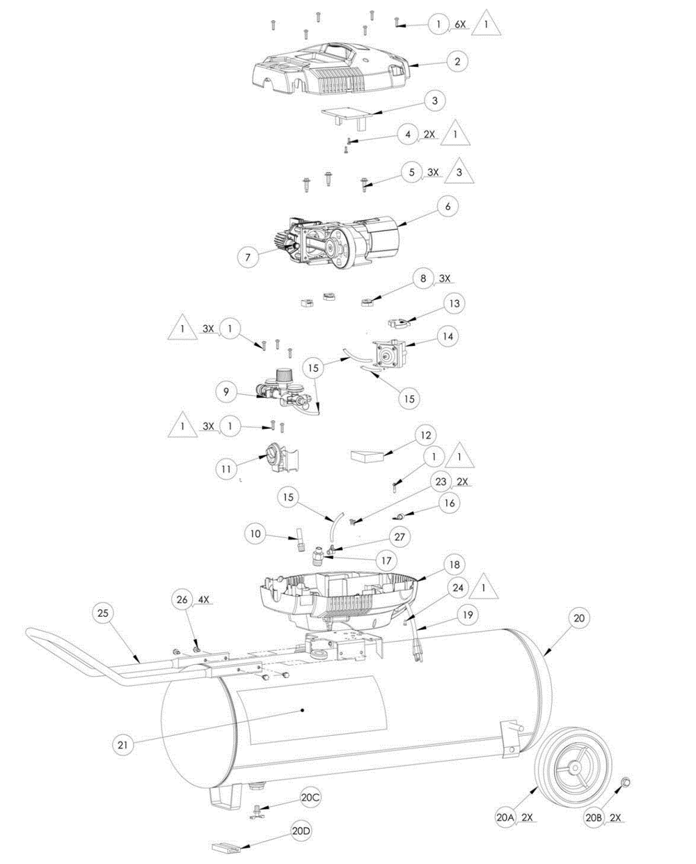 Section_1 Diagram and Parts List for HPA158190901  Powermate Compressor