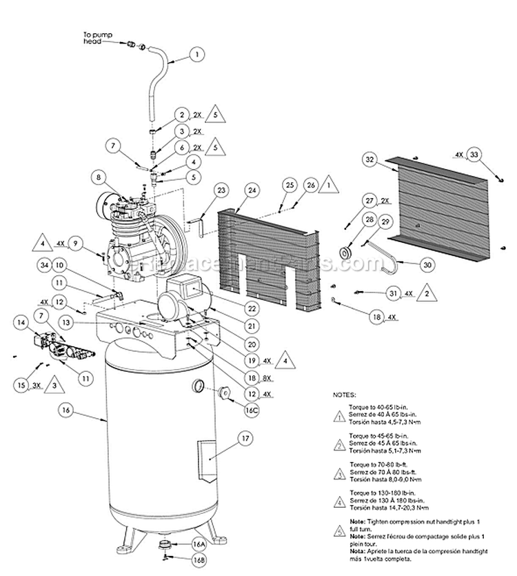 Page A Diagram and Parts List for 138416  Powermate Compressor