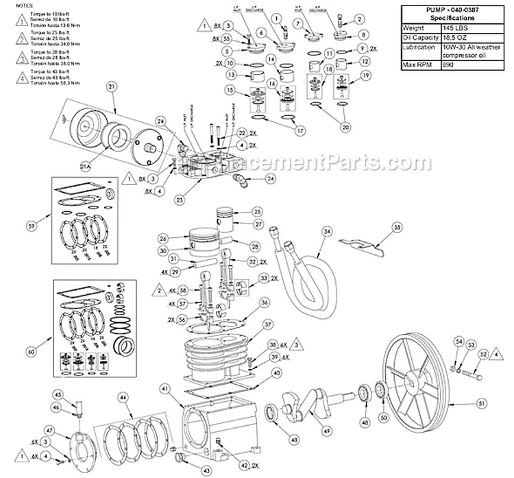 Page B Diagram and Parts List for 138416  Powermate Compressor