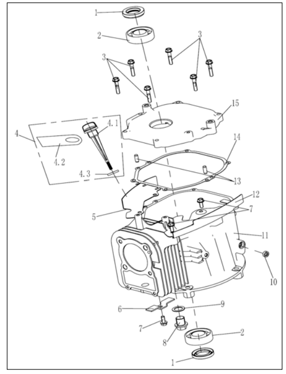 Crankcase Assembly Diagram and Parts List for P-WFT-16022  Powermate Hedge Trimmer