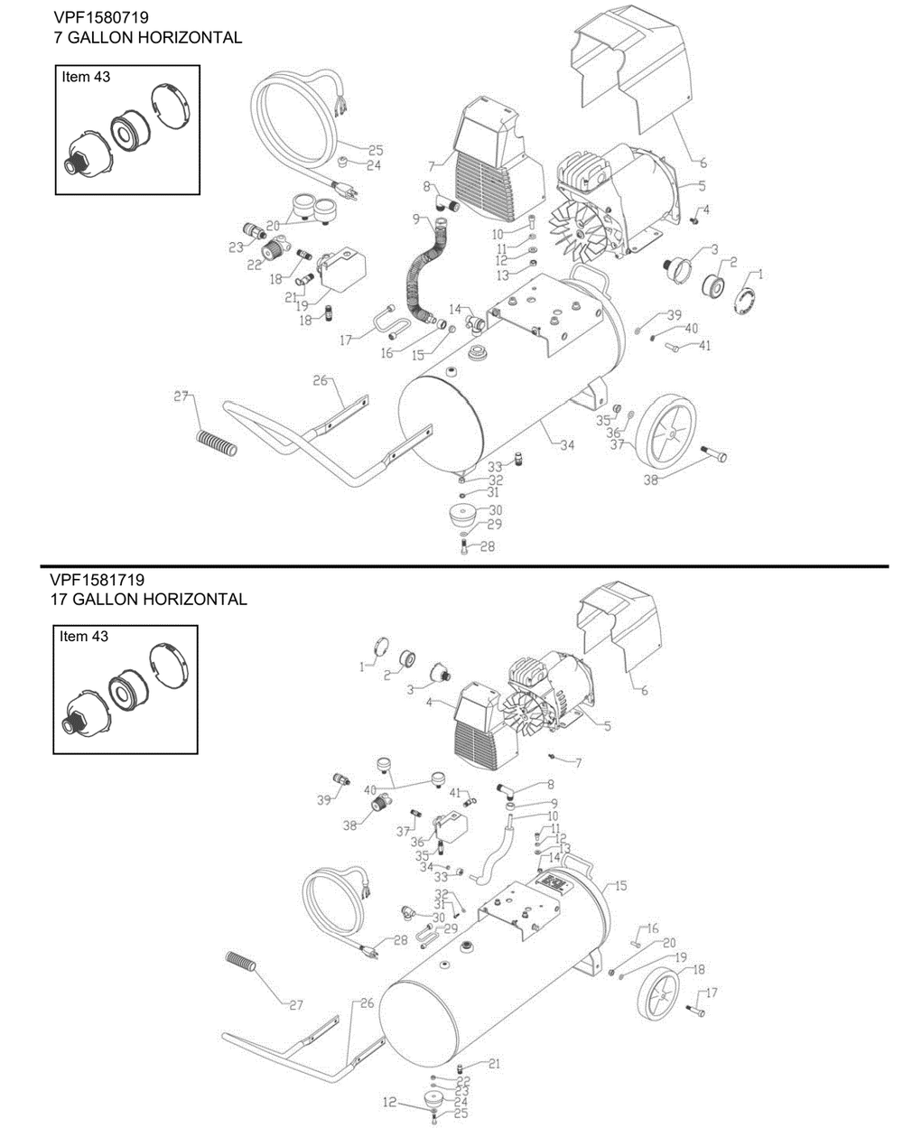 Section_1 Diagram and Parts List for VPF1580719  Powermate Compressor