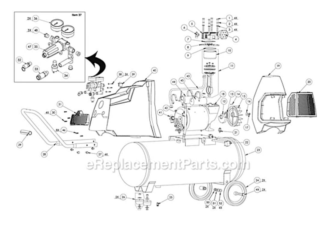 Page A Diagram and Parts List for 236005  Powermate Compressor