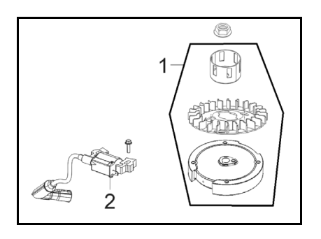 Flywheel / Ignition Diagram and Parts List for PFTT142  Powermate Tiller
