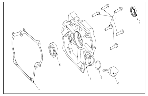 Crankcase Cover Assembly Diagram and Parts List for P-WB-163150  Powermate Leaf Blower / Vacuum