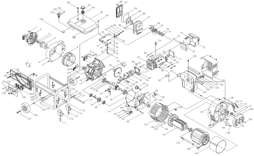 Section_1 Diagram and Parts List for PM0106004  Powermate Generator