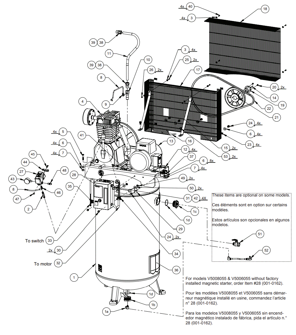 Section_1 Diagram and Parts List for V5016055  Powermate Compressor