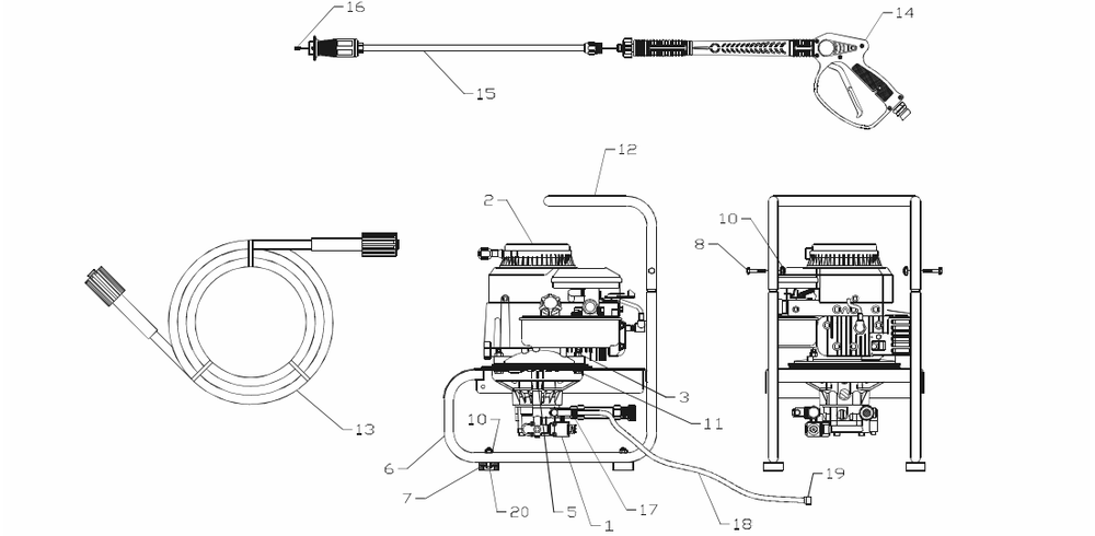 Section_1 Diagram and Parts List for PW0881900  Powermate Pressure Washer