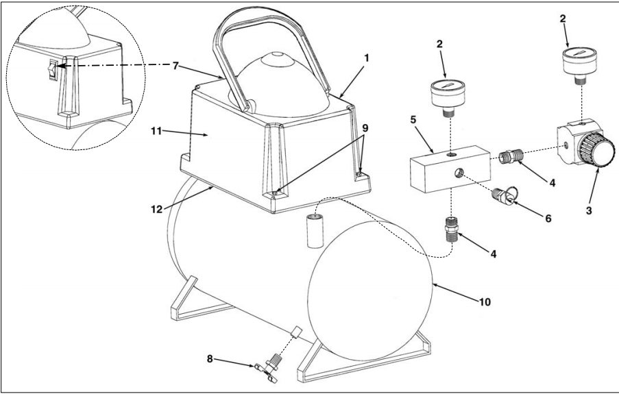 Section_1 Diagram and Parts List for VP000020103  Powermate Compressor