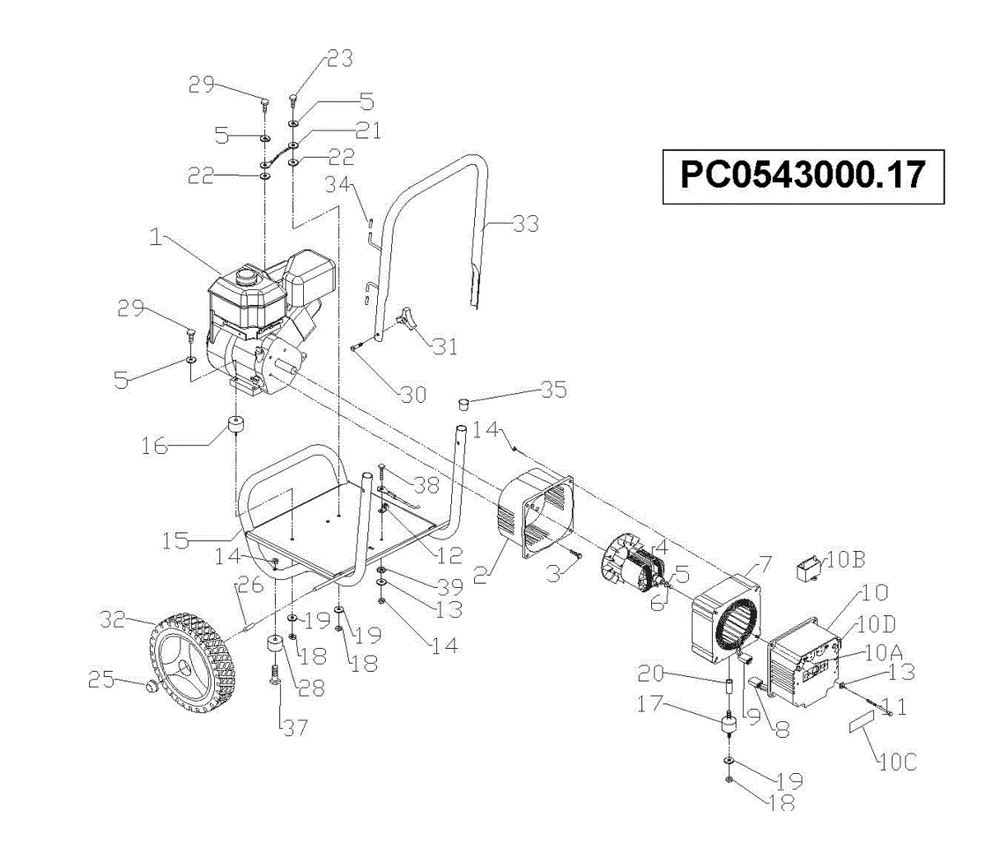 Section_1 Diagram and Parts List for PC054300017  Powermate Generator