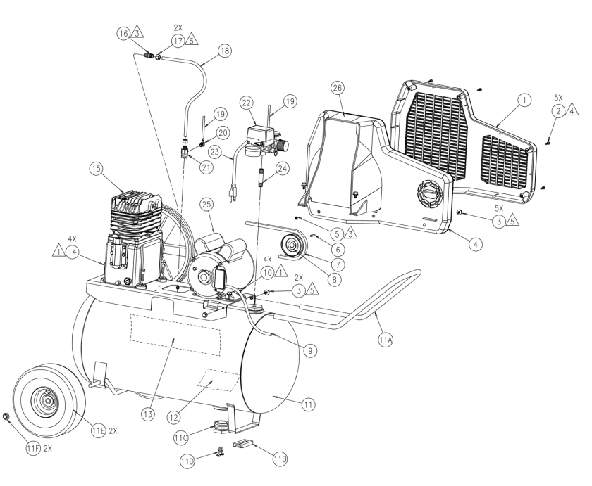 Section_1 Diagram and Parts List for SPA0502054  Powermate Compressor