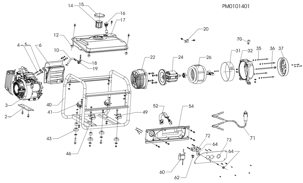 Section_1 Diagram and Parts List for PM0101401  Powermate Generator