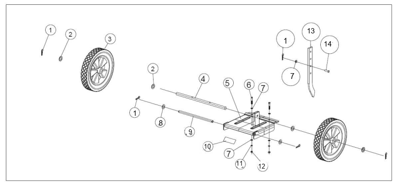 Swing Plate Assembly Diagram and Parts List for P-FTT-160MD-E  Powermate Tiller