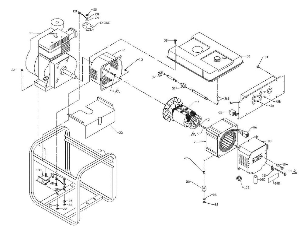 Section_1 Diagram and Parts List for PL0525312  Powermate Generator