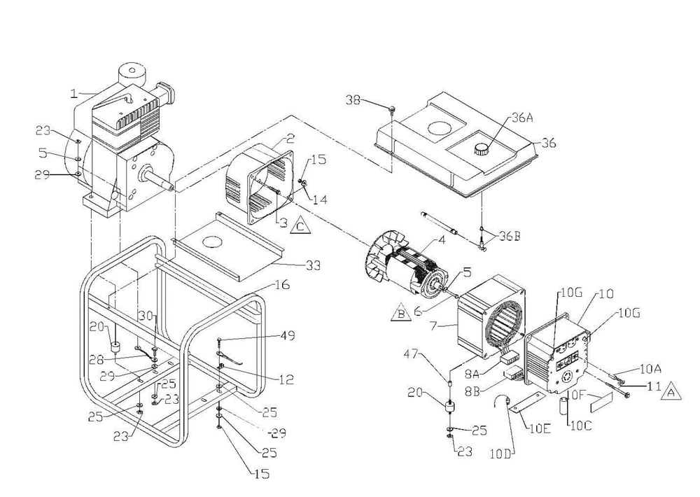 Section_1 Diagram and Parts List for PL052520202  Powermate Generator