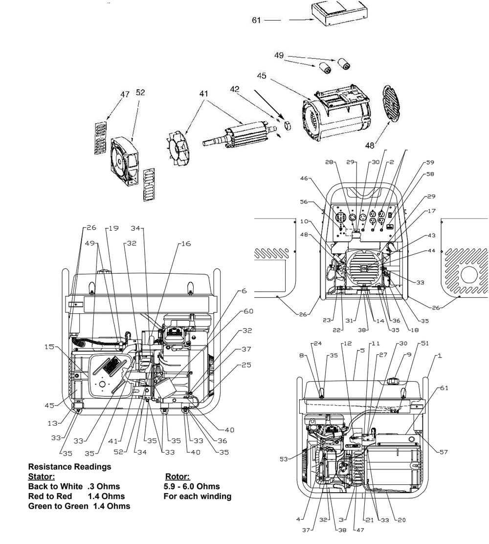 Section_1 Diagram and Parts List for PC0612023  Powermate Generator
