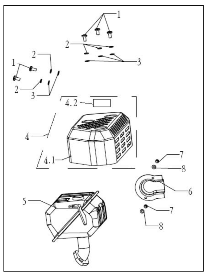 Muffler Assembly Diagram and Parts List for P-WLE-1639  Powermate Edger