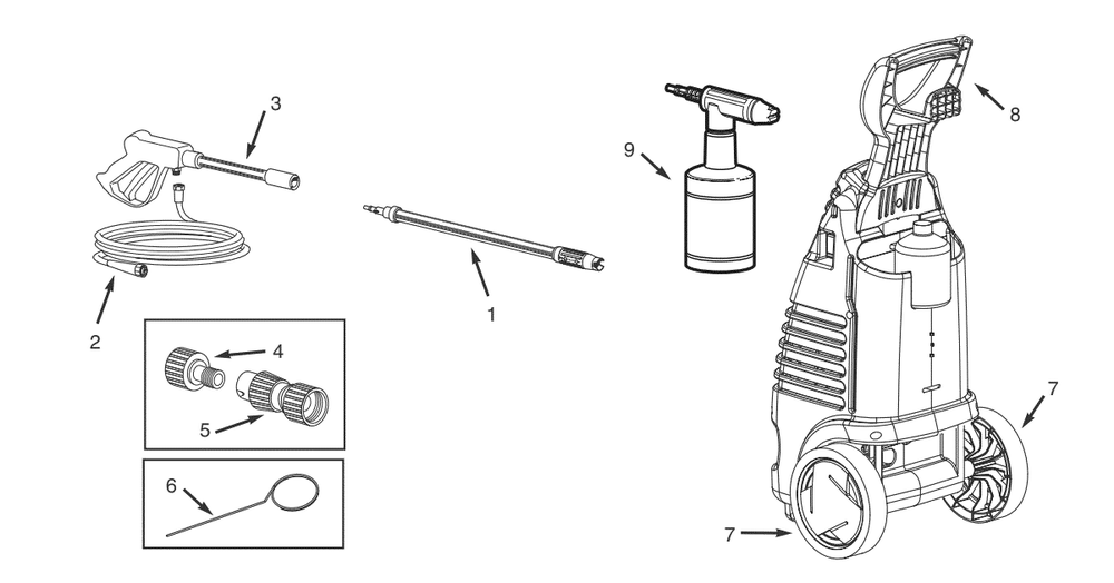 Section_1 Diagram and Parts List for PW0501400  Powermate Pressure Washer