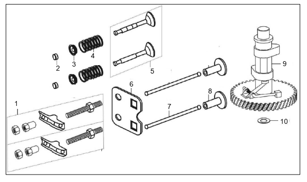 Camshaft Diagram and Parts List for P-FTT-160MD-E  Powermate Tiller