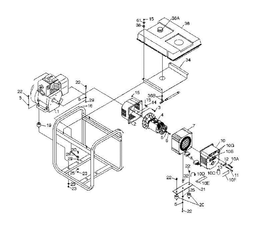 Section_1 Diagram and Parts List for PL0523001  Powermate Generator