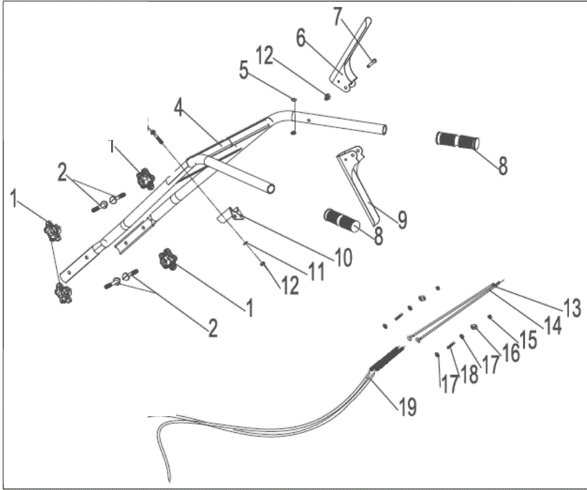 Section_1 Diagram and Parts List for PRTT196E  Powermate Tiller