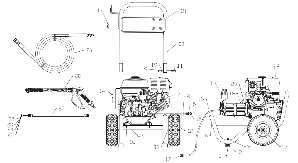 Section_1 Diagram and Parts List for PW0923200  Powermate Pressure Washer