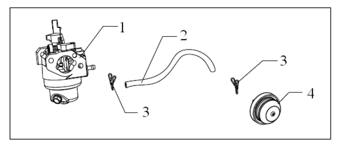 Carburetor Assembly Diagram and Parts List for P-WLE-1639  Powermate Edger