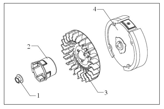 Fly Wheel Assembly Diagram and Parts List for P-WLE-1639  Powermate Edger