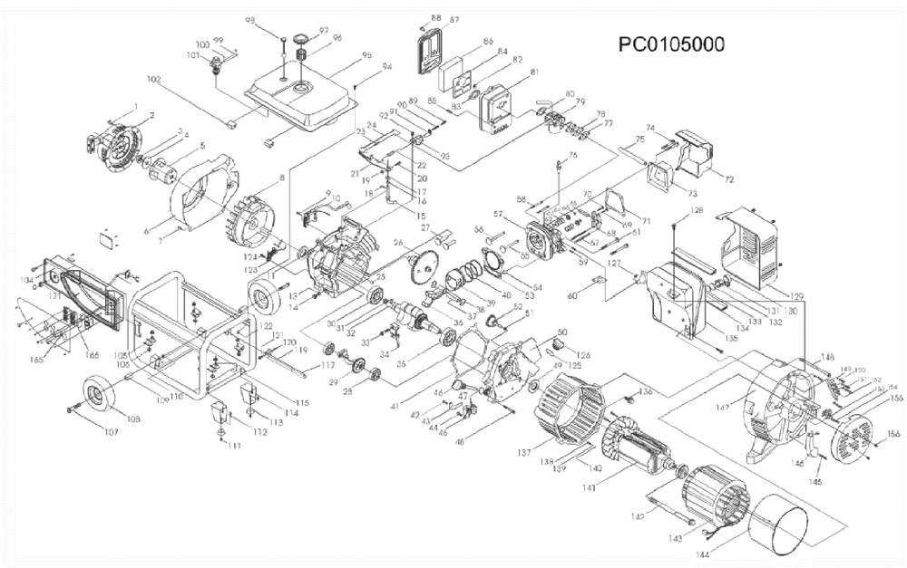Section_1 Diagram and Parts List for PC0105000  Powermate Generator