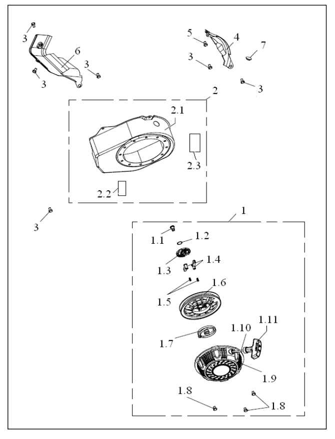 Engine Side Assembly Diagram and Parts List for P-WLE-1639  Powermate Edger