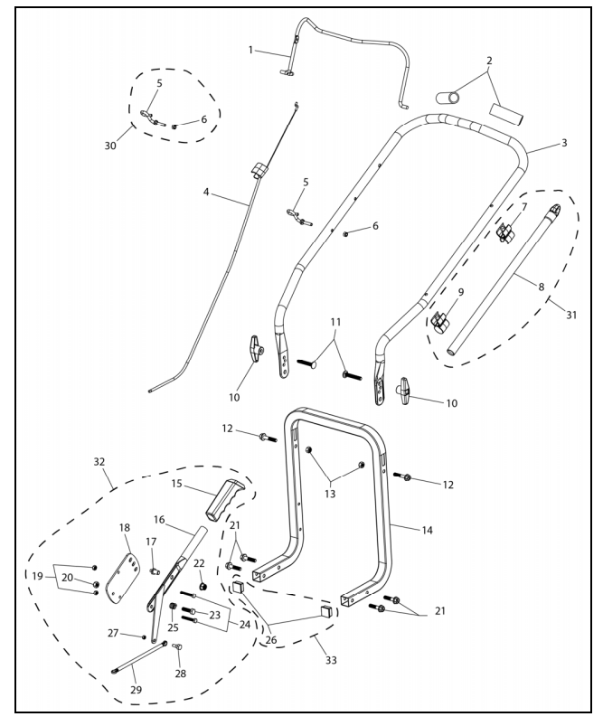 Handle Assembly Diagram and Parts List for PWFTA17322  Powermate Hedge Trimmer