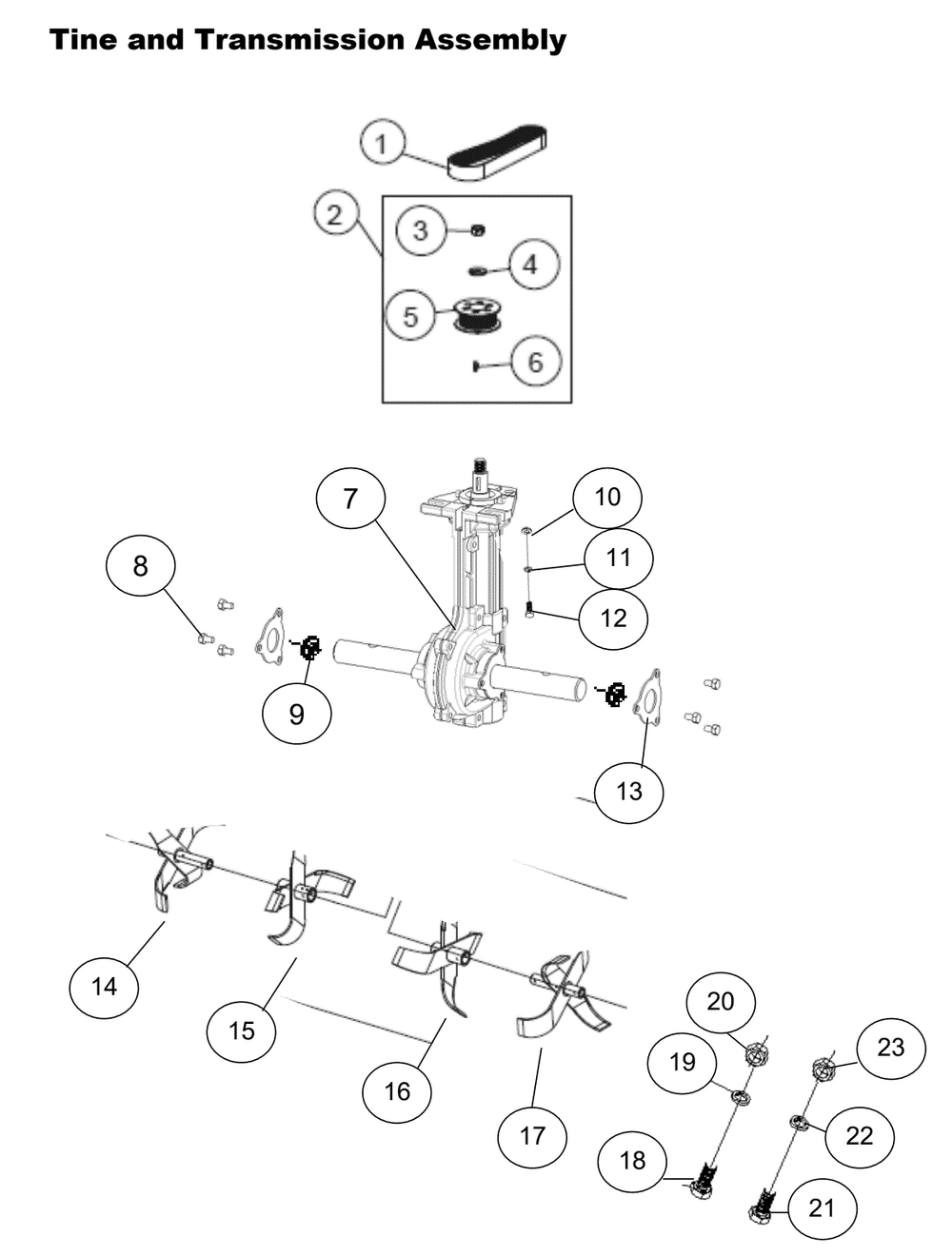 Section_7 Diagram and Parts List for PFTT140  Powermate Tiller
