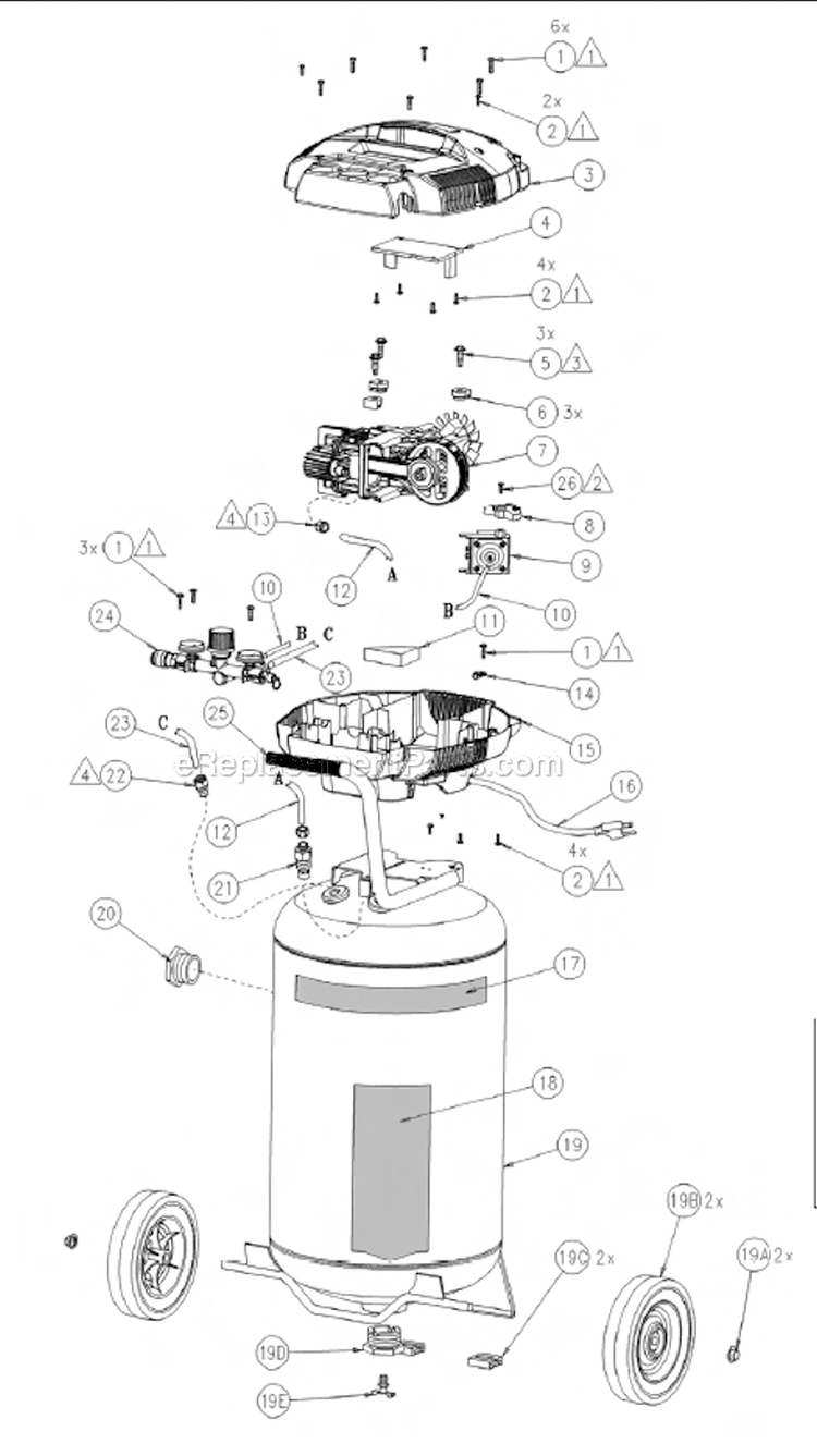 Page A Diagram and Parts List for CL0551109  Powermate Compressor