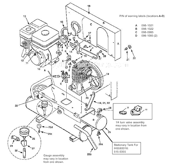 Page A Diagram and Parts List for CT5590816  Powermate Compressor
